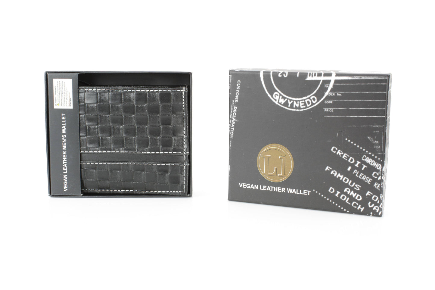 Vegan Bifold Wallet with Basket Weave Pattern VL 905