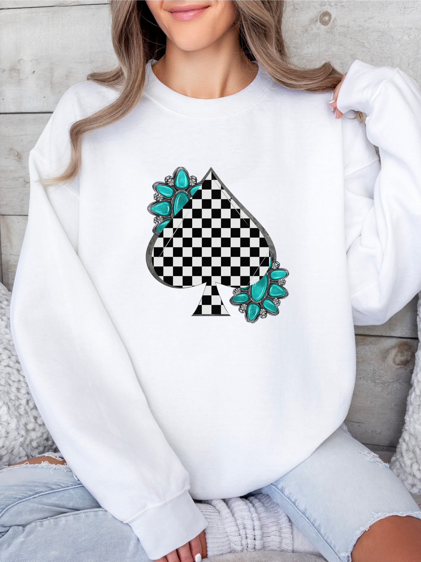 Checkered Turquoise Spade