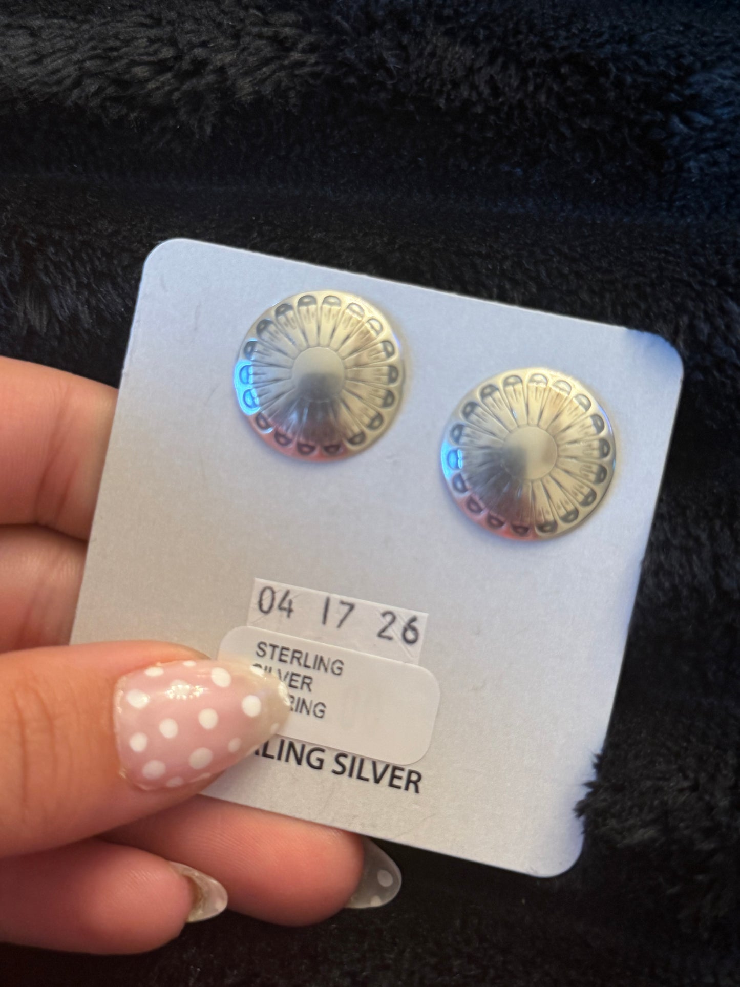 Sterling Silver Concho Earrings
