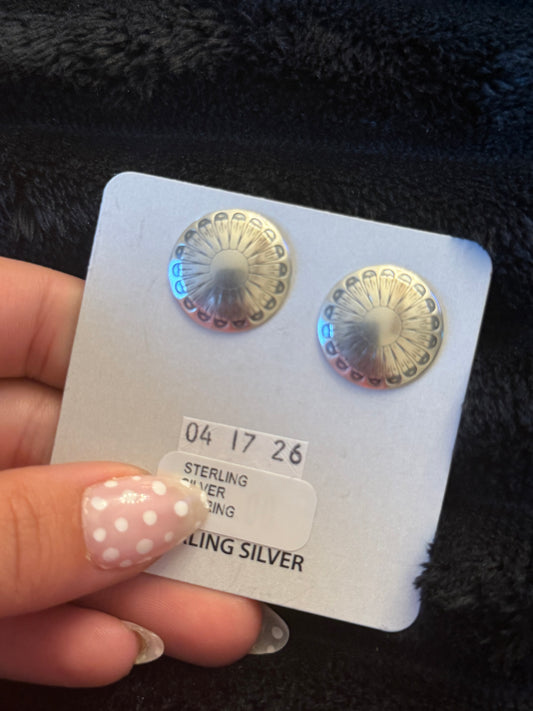 Sterling Silver Concho Earrings