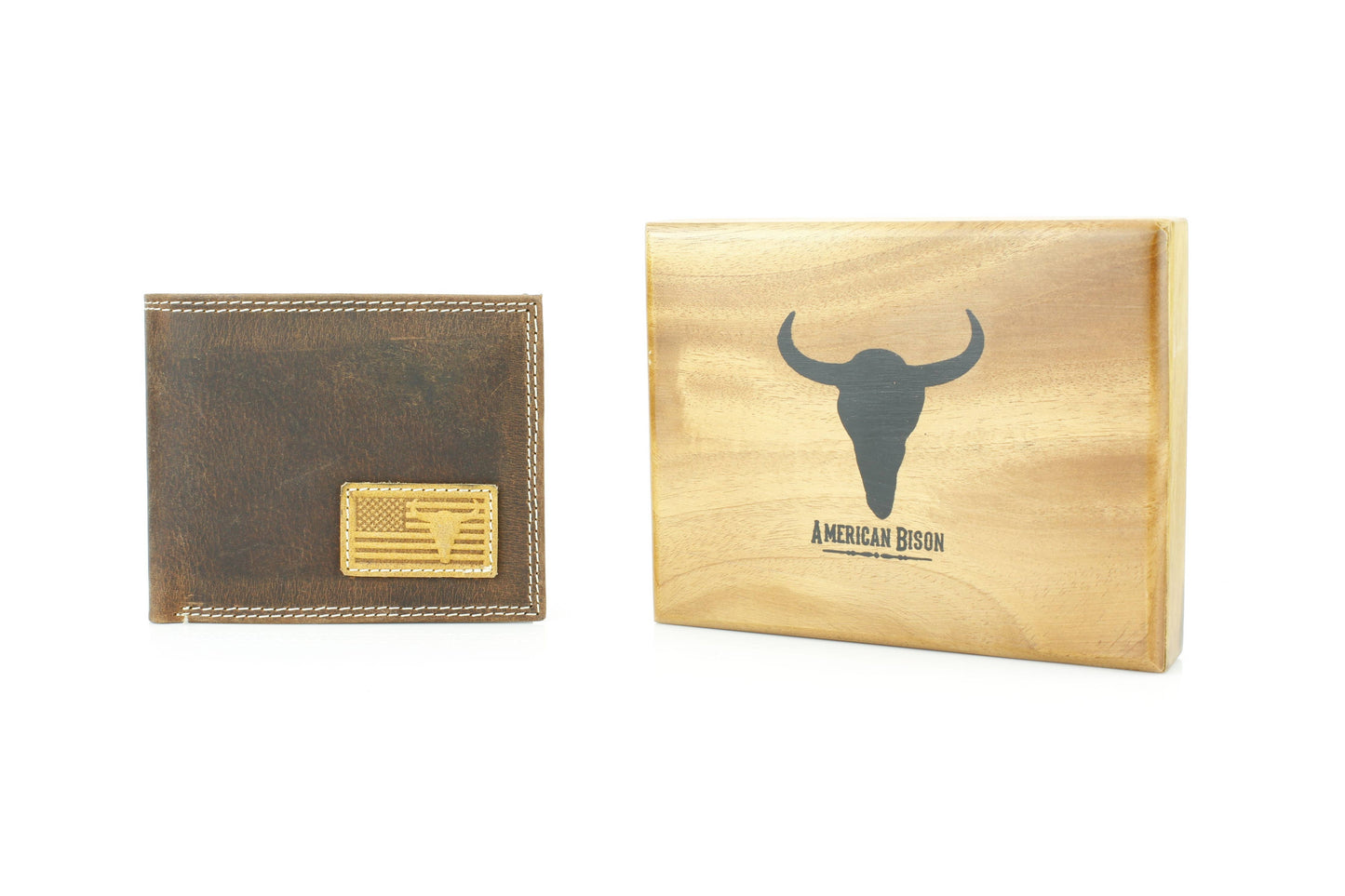 Bi-Fold Wallet with Flag & Bison Skull ABMW 25-2008