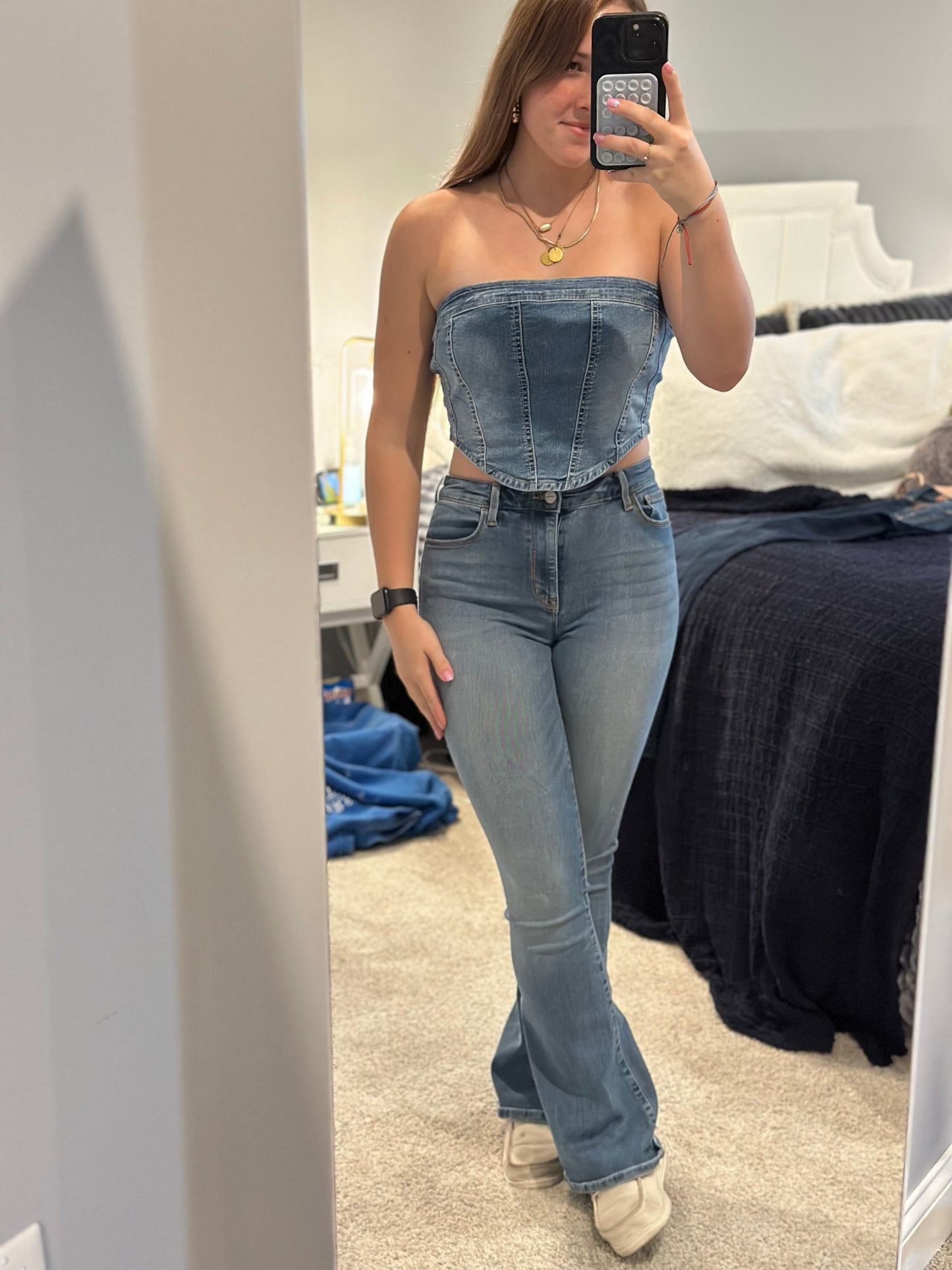 Denim strapless vest top