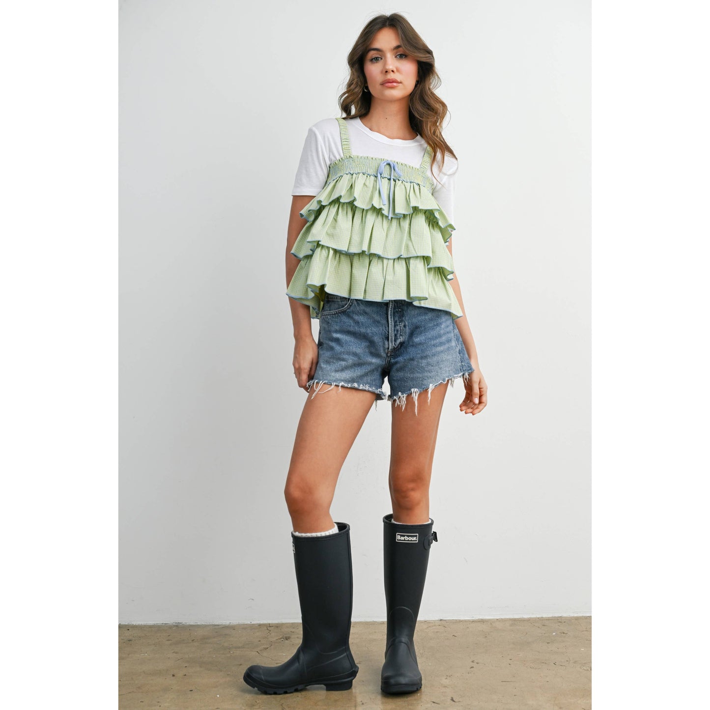Ruffled Checkered Cami - BMT8395