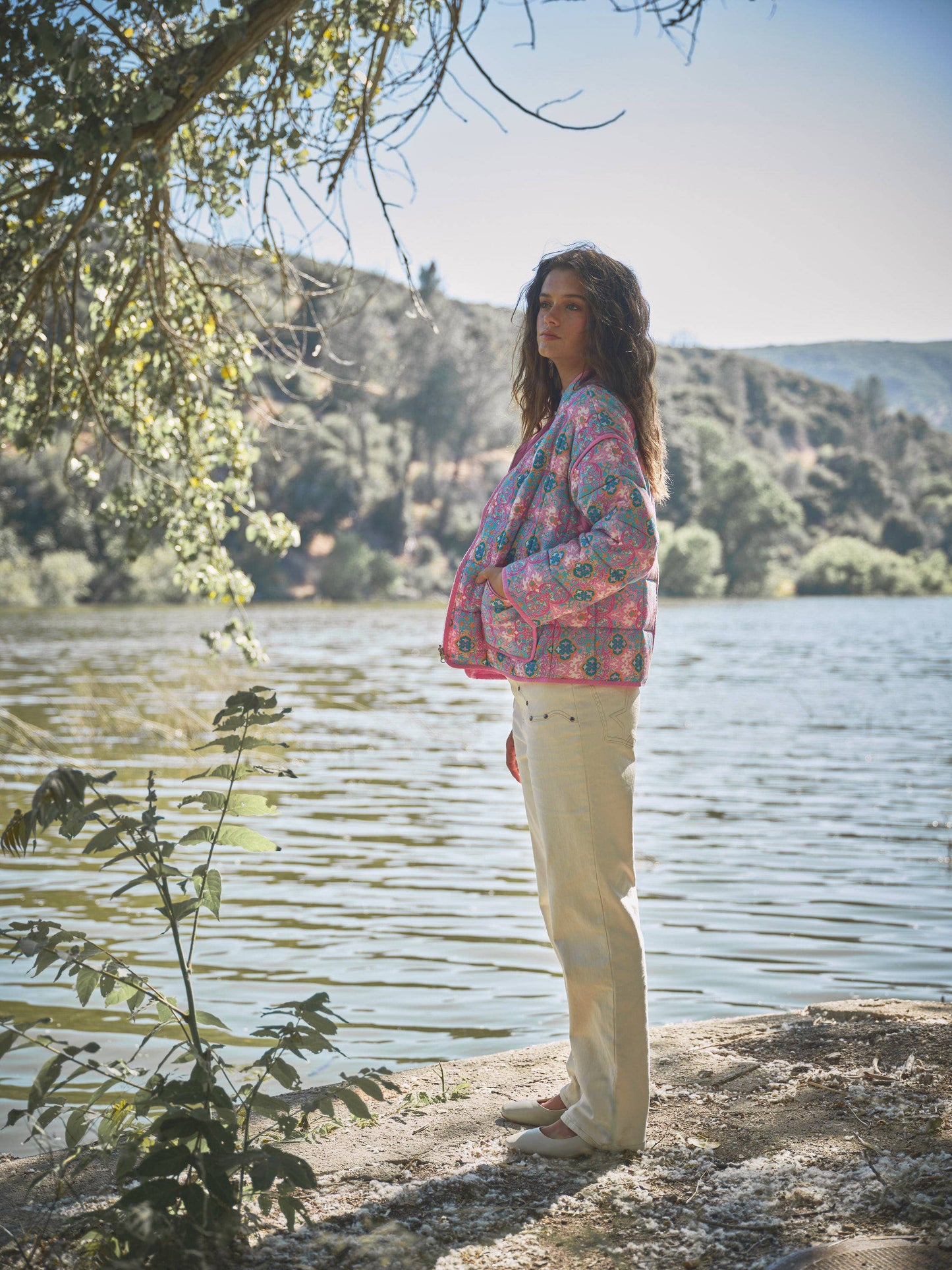 Rayon Challis Floral Reversible Quilted Jacket
