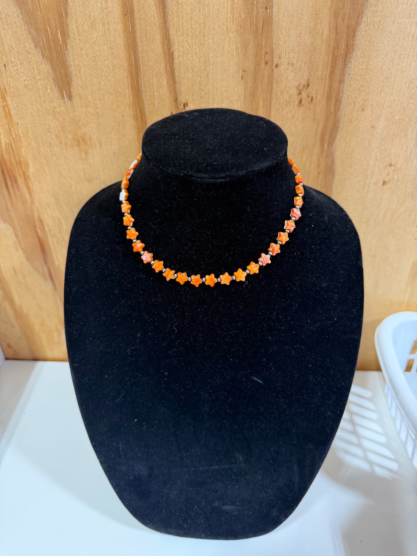orange spiny stars choker necklace