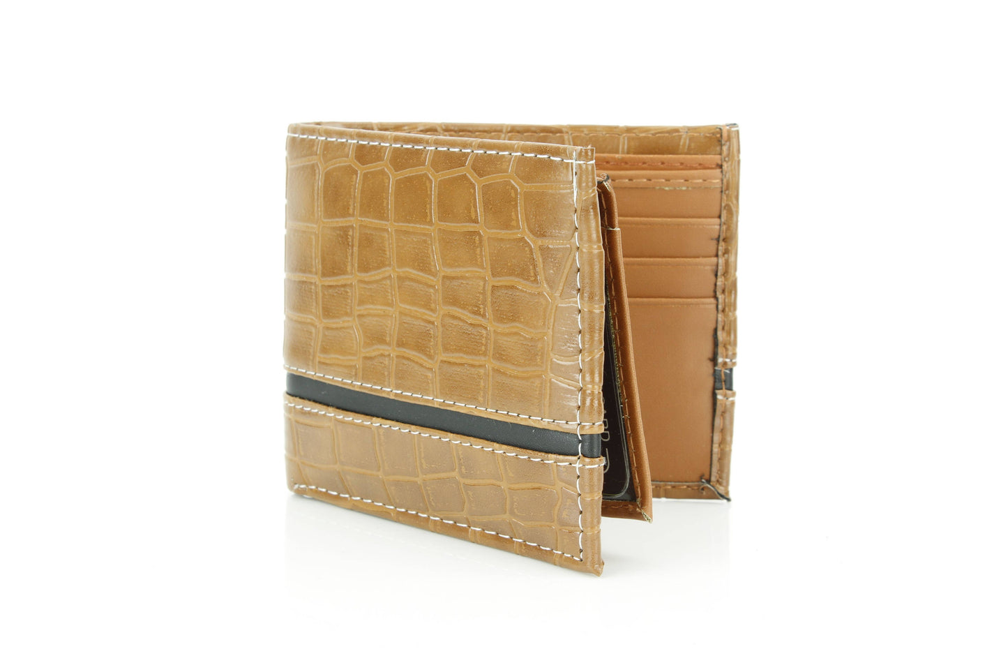 Crocodile Embossed Vegan Wallet with Solid Band VL 904