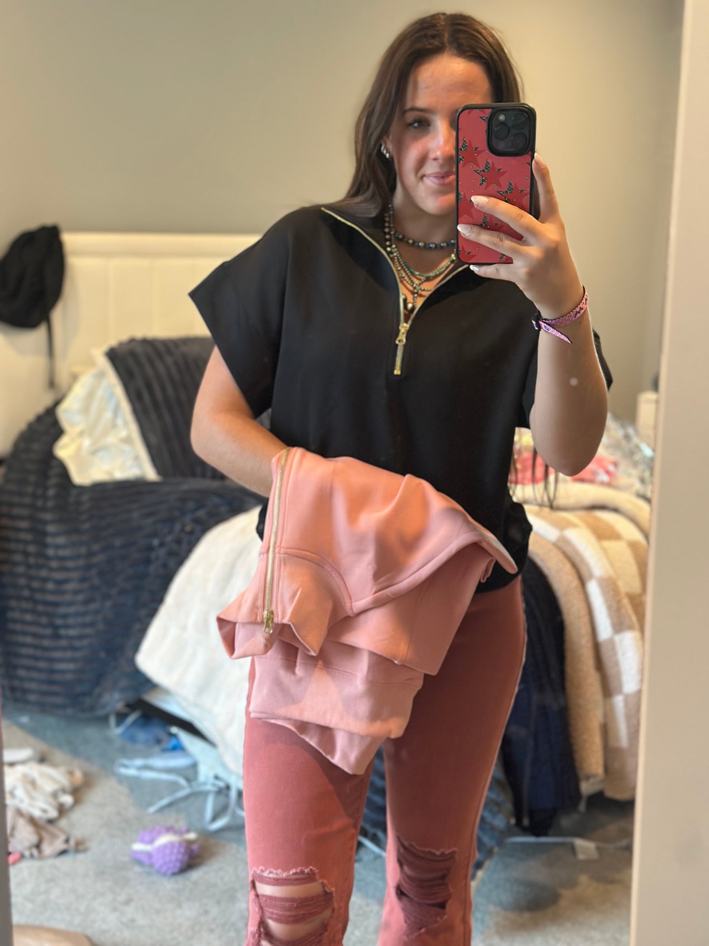 Scuba high neck half zip short sleeve pullover