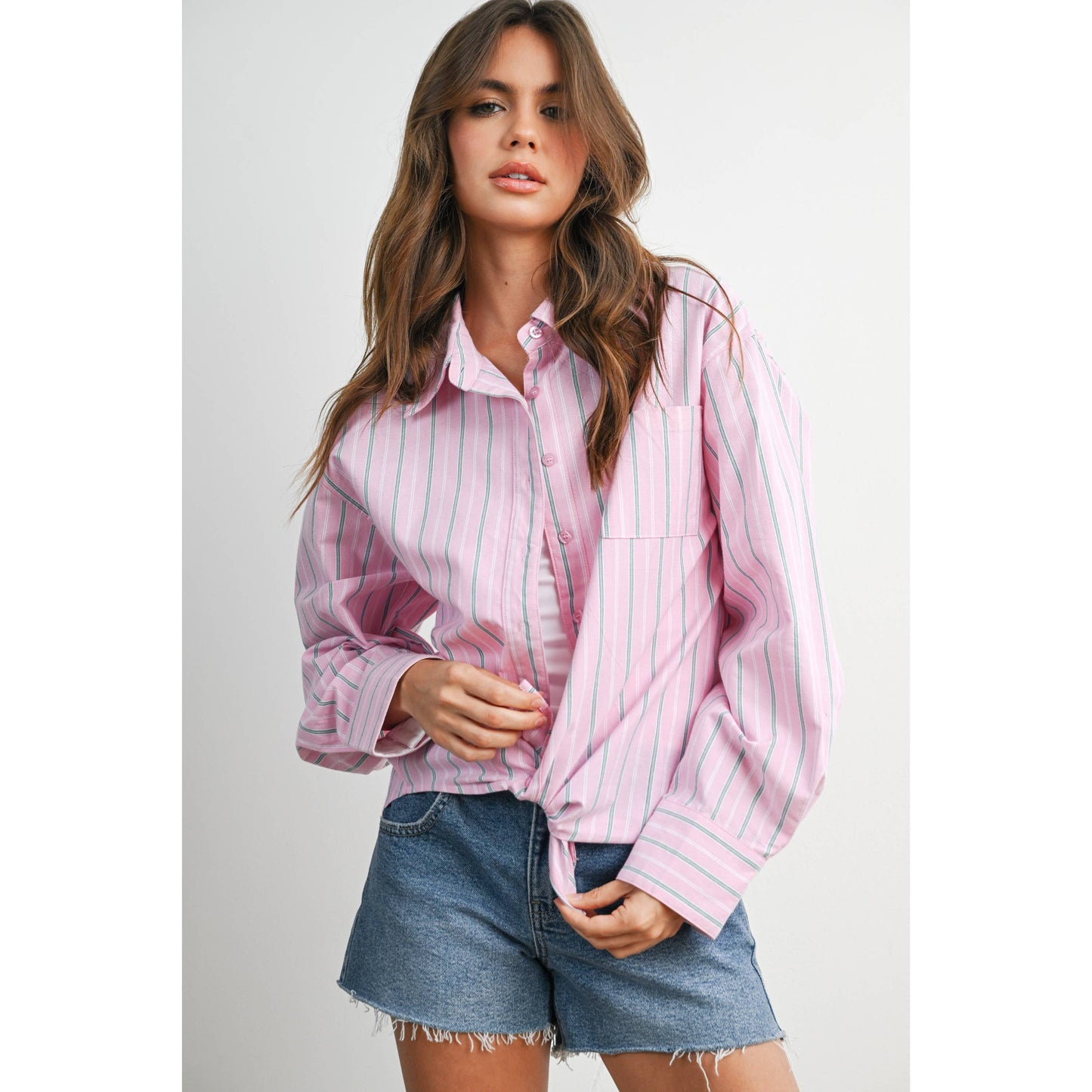 Striped Long-Sleeve Button-Up Shirt - BMT8055