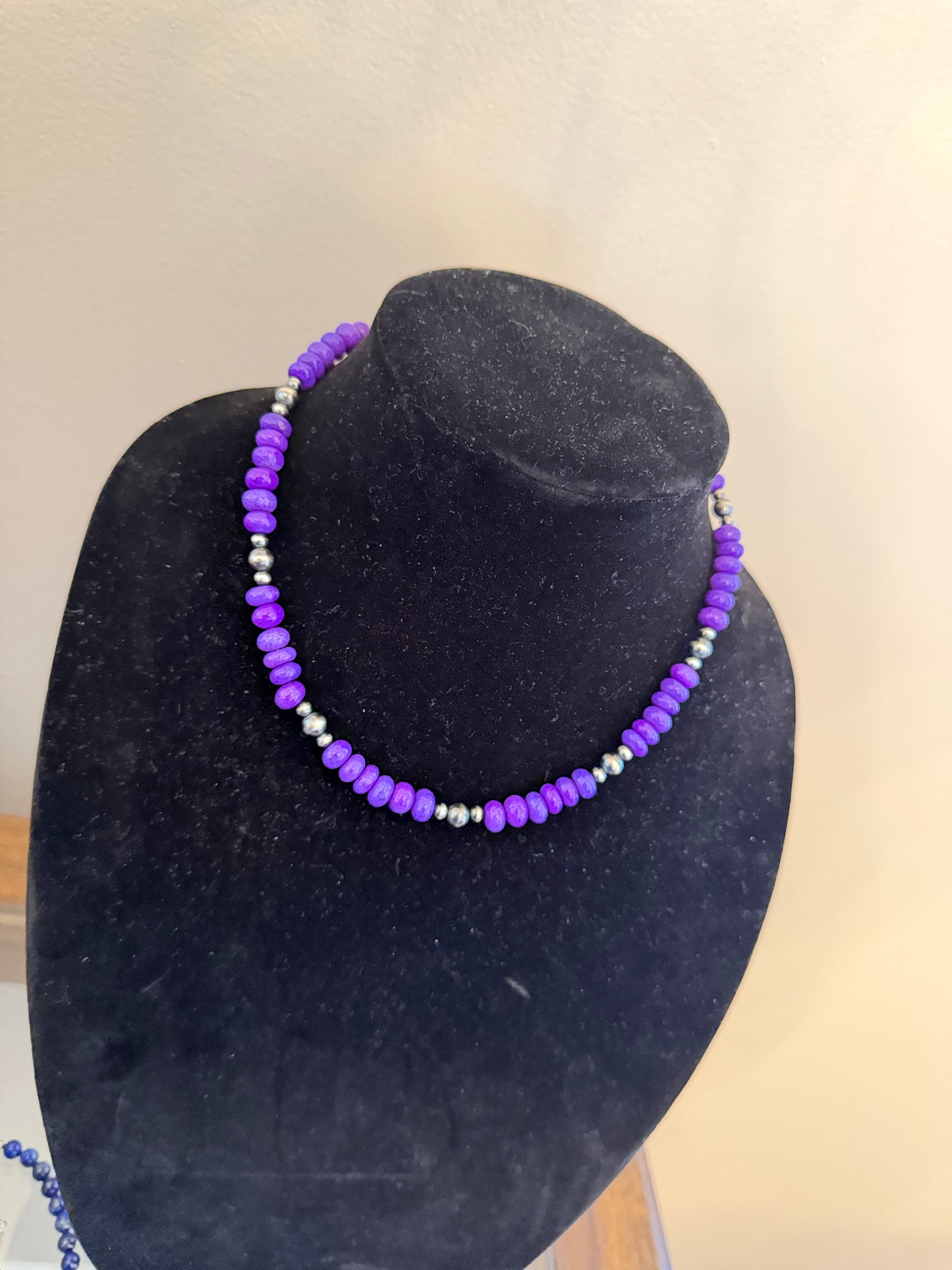 Purple opal x 4-6mm pearl necklace
