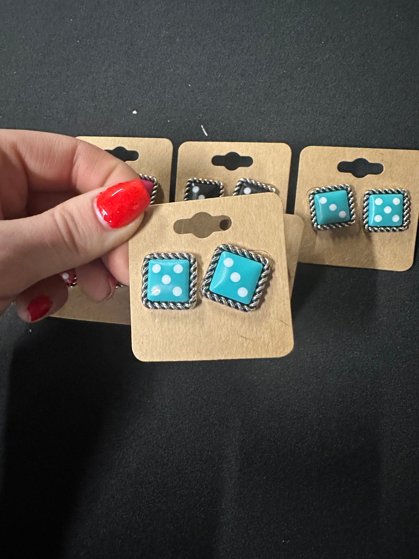 Dice theme stud earrings