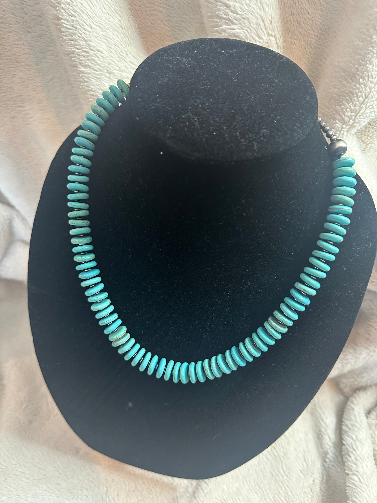 4mm navajo pearl + turquoise disc beads