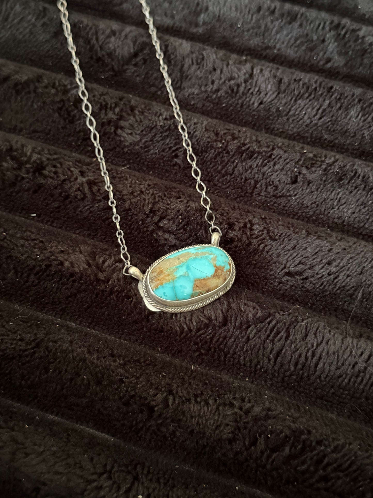 Navajo Handmade Kingman Turquoise Necklace - Antionette Martinez