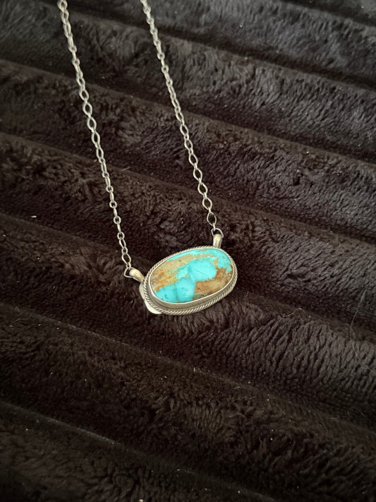 Navajo Handmade Kingman Turquoise Necklace - Antionette Martinez