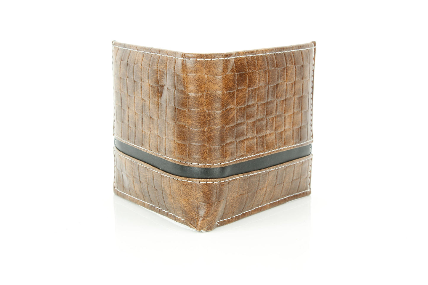 Vegan Bifold Wallet with Basket Weave Pattern VL 905