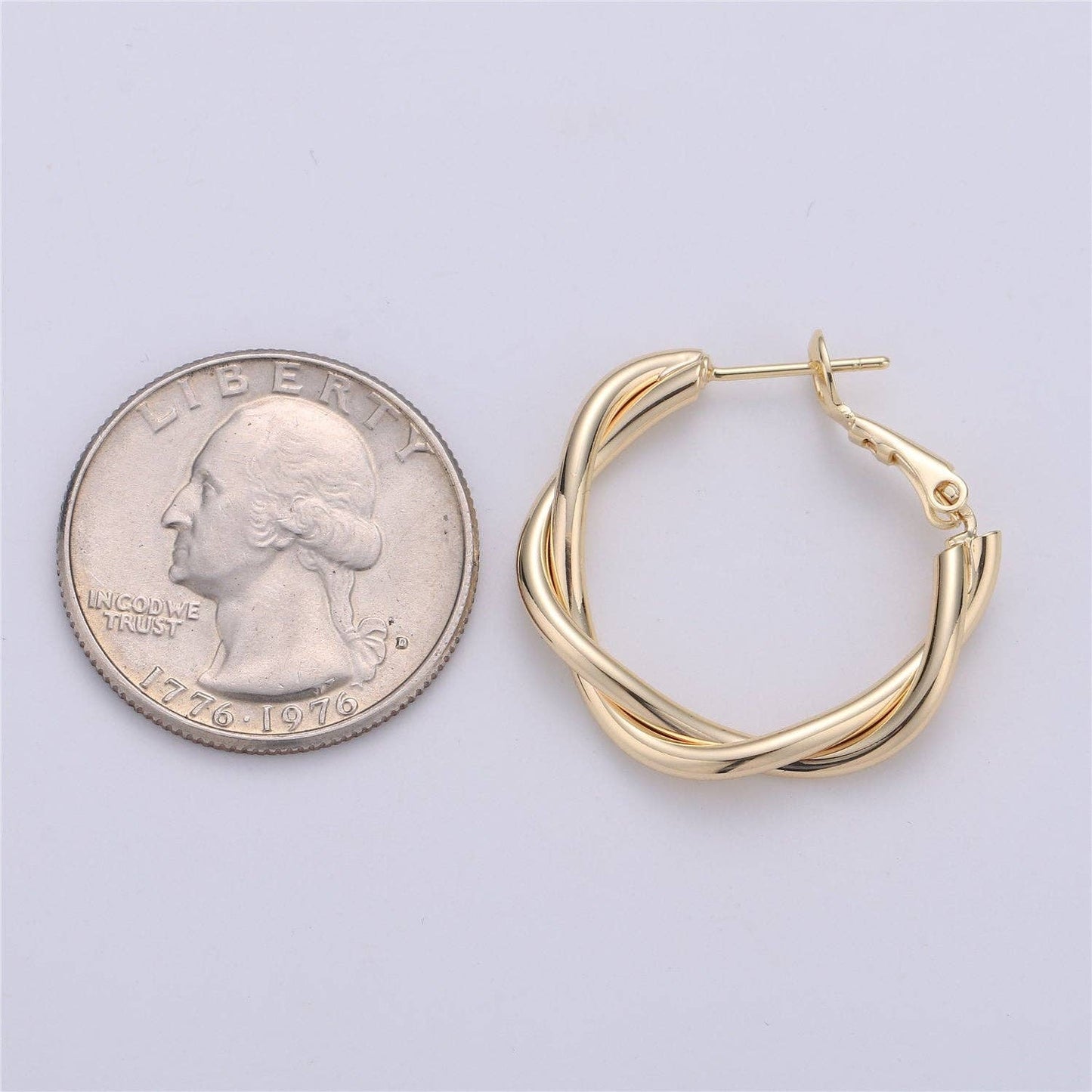 Dainty Gold Hoop Earring- Twisted Hoop Earring - Thin Earrin