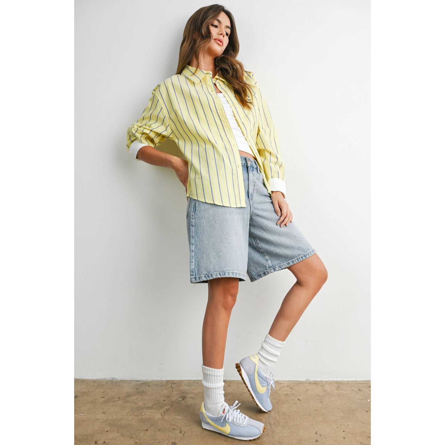 Striped Long-Sleeve Button-Up Shirt - BMT8055