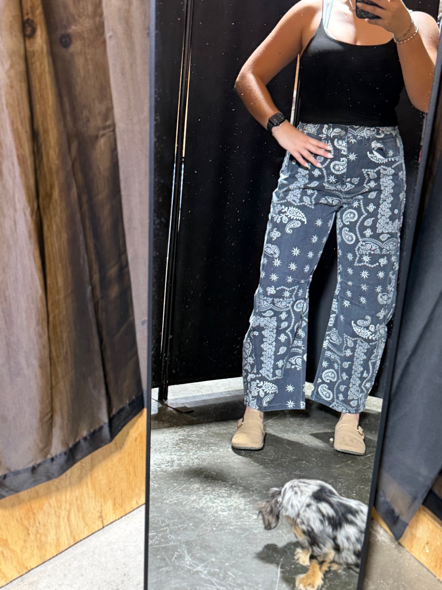 Paisley Printed Denim Pants