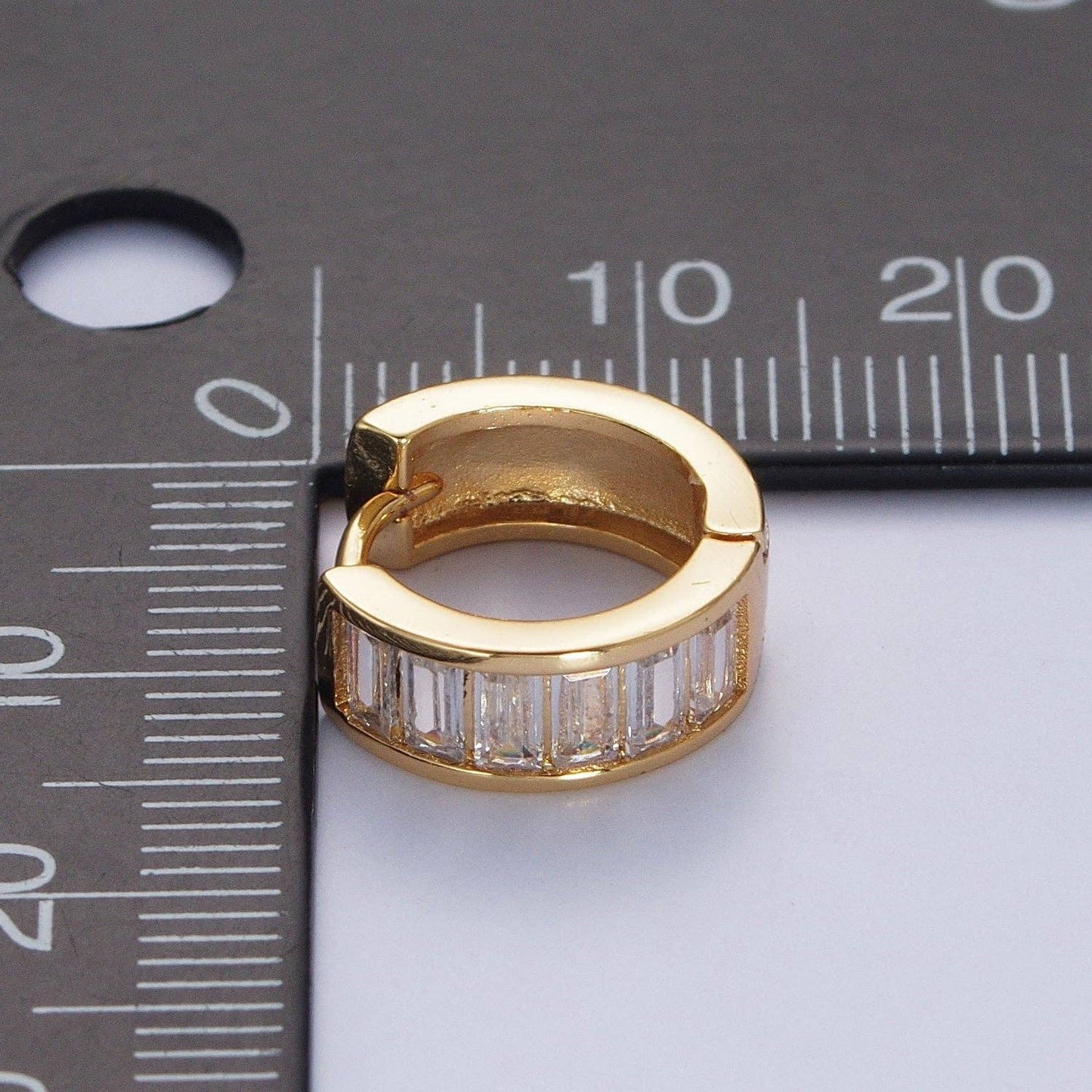 24K Gold Filled Clear Baguette Cubic Zirconia Simple Minimal