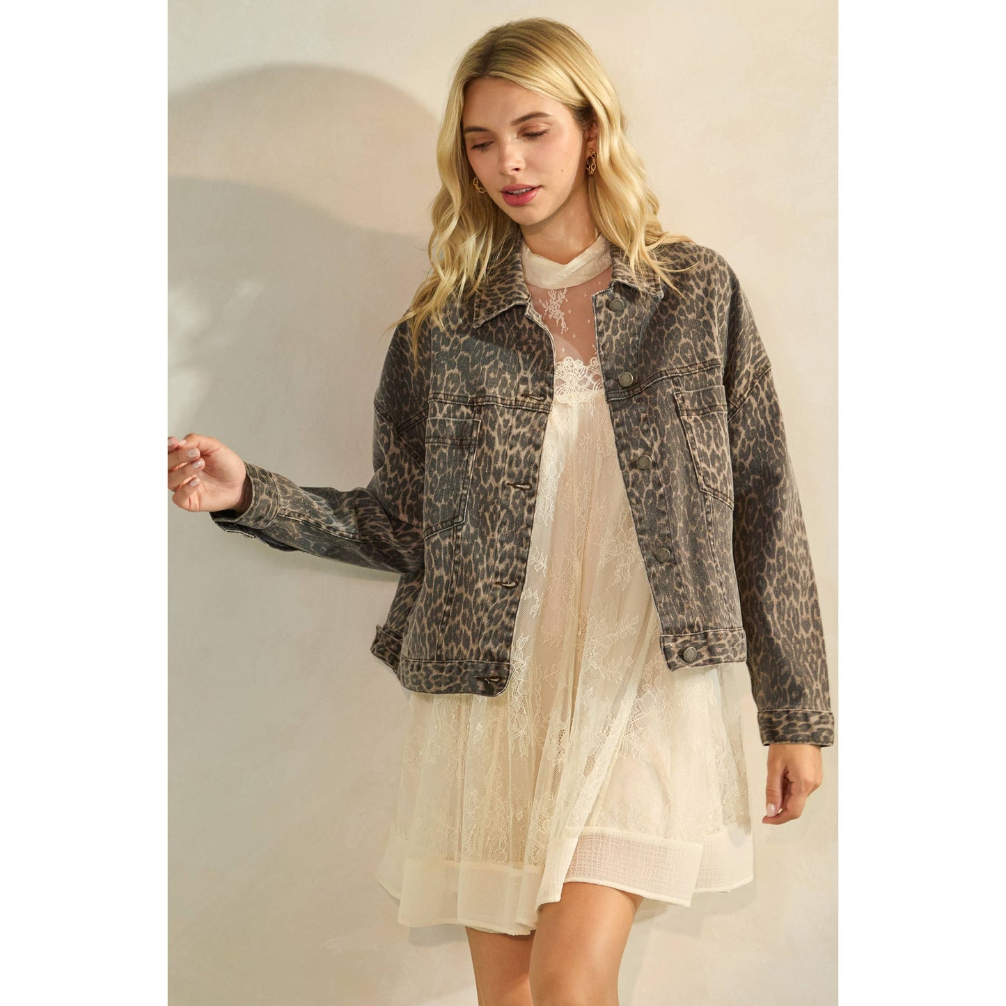 Leopard Printed Denim Jacket