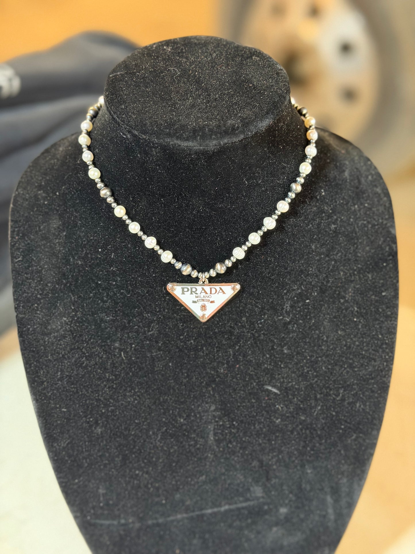 Freshwater pearl x PRADA necklace