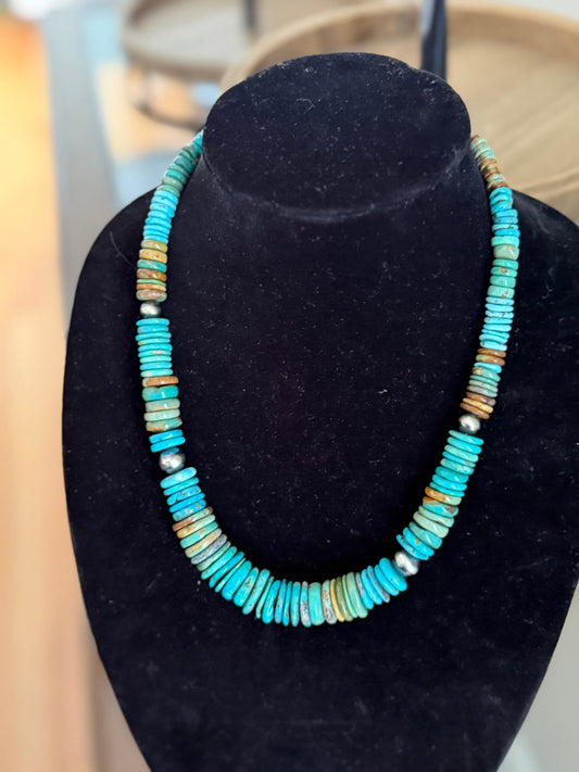 natural kingman turquoise graduated necklace