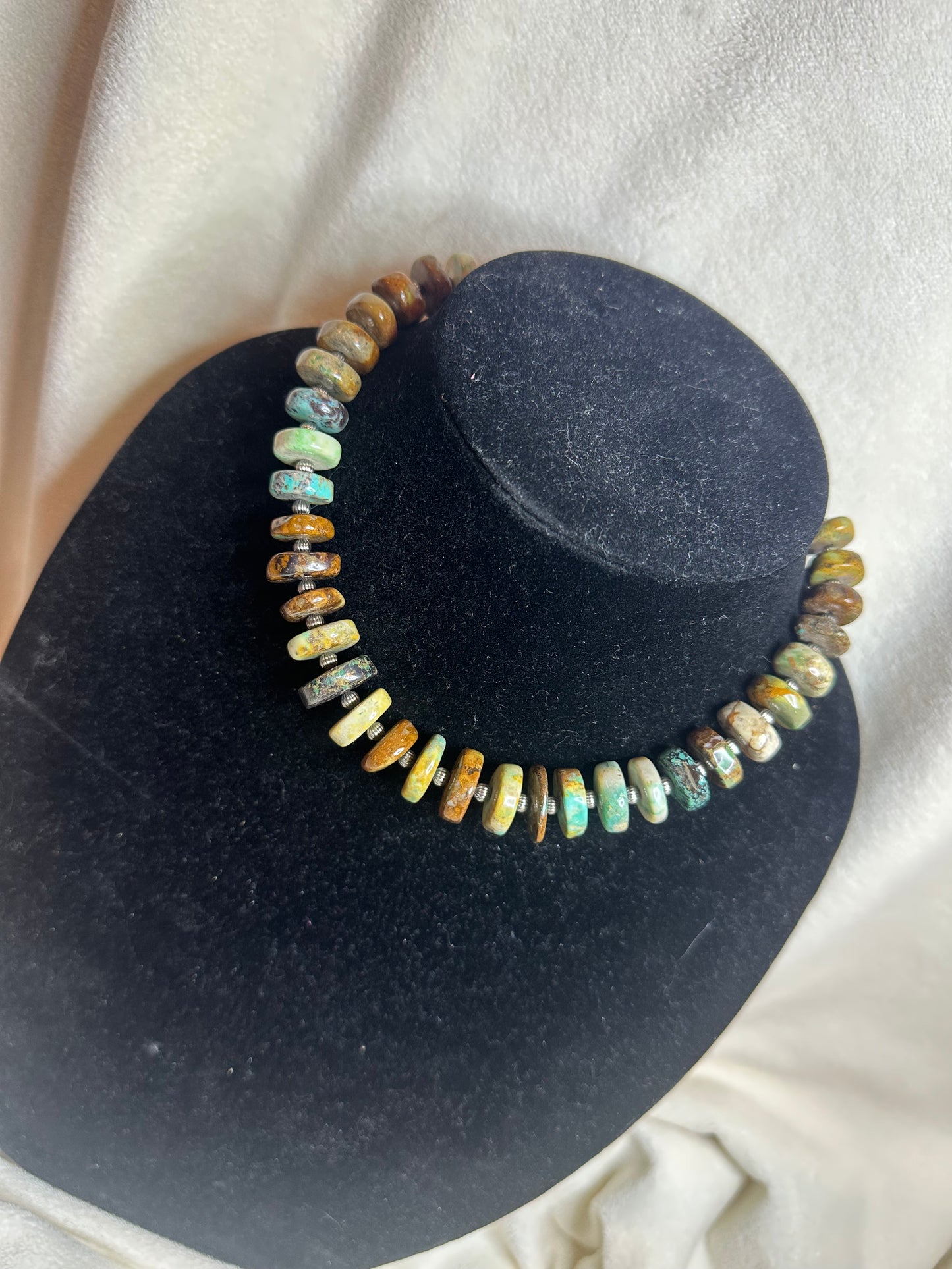 natural turquoise x 4mm corrugated necklace