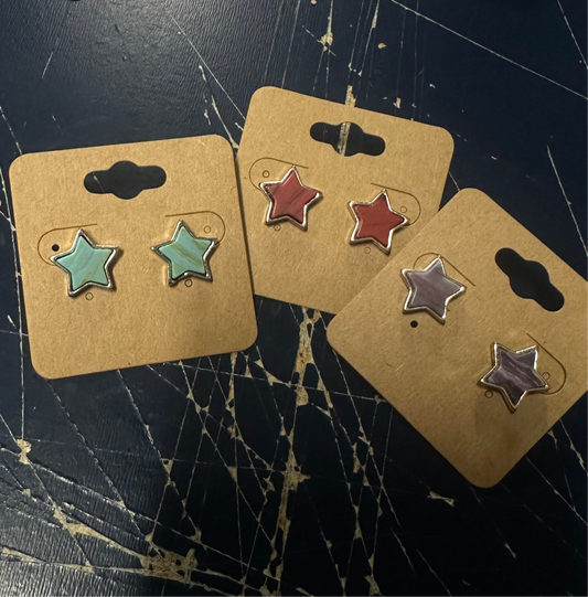 Star Shape Agate Stone Stud Earrings