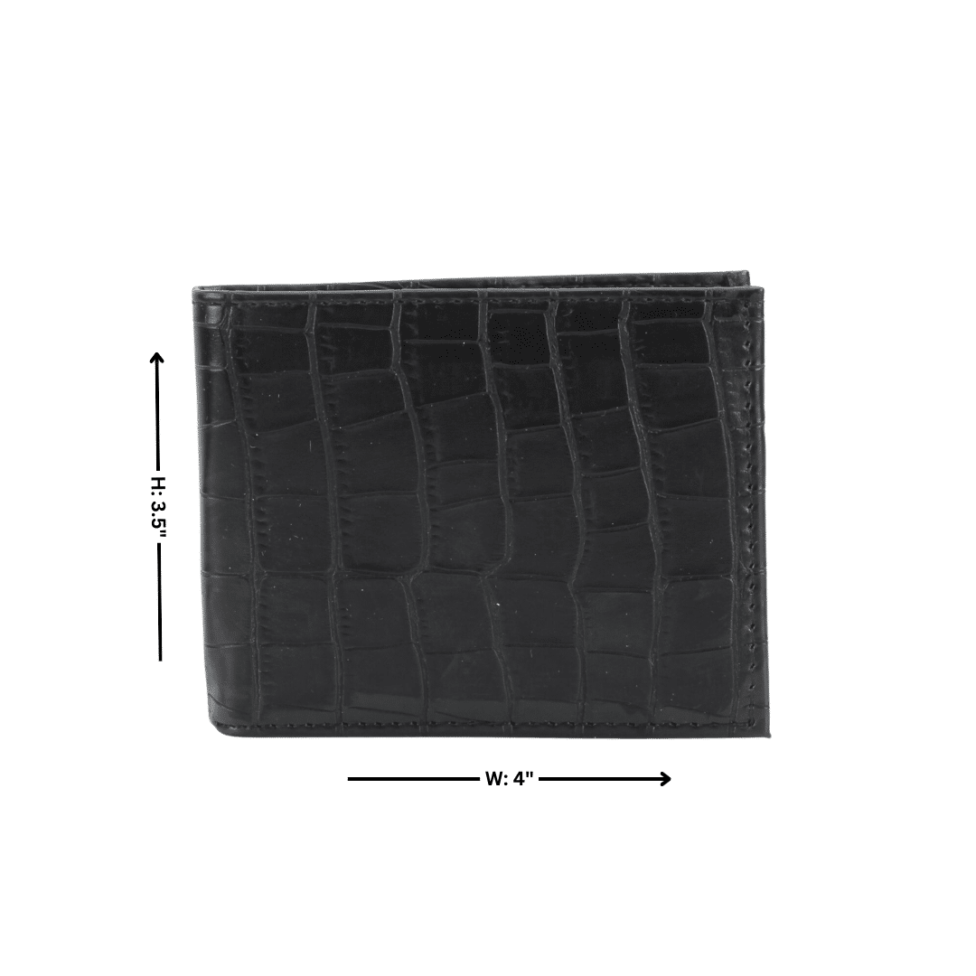Lizard Print Embossed Vegan Leather Bi Fold Wallet