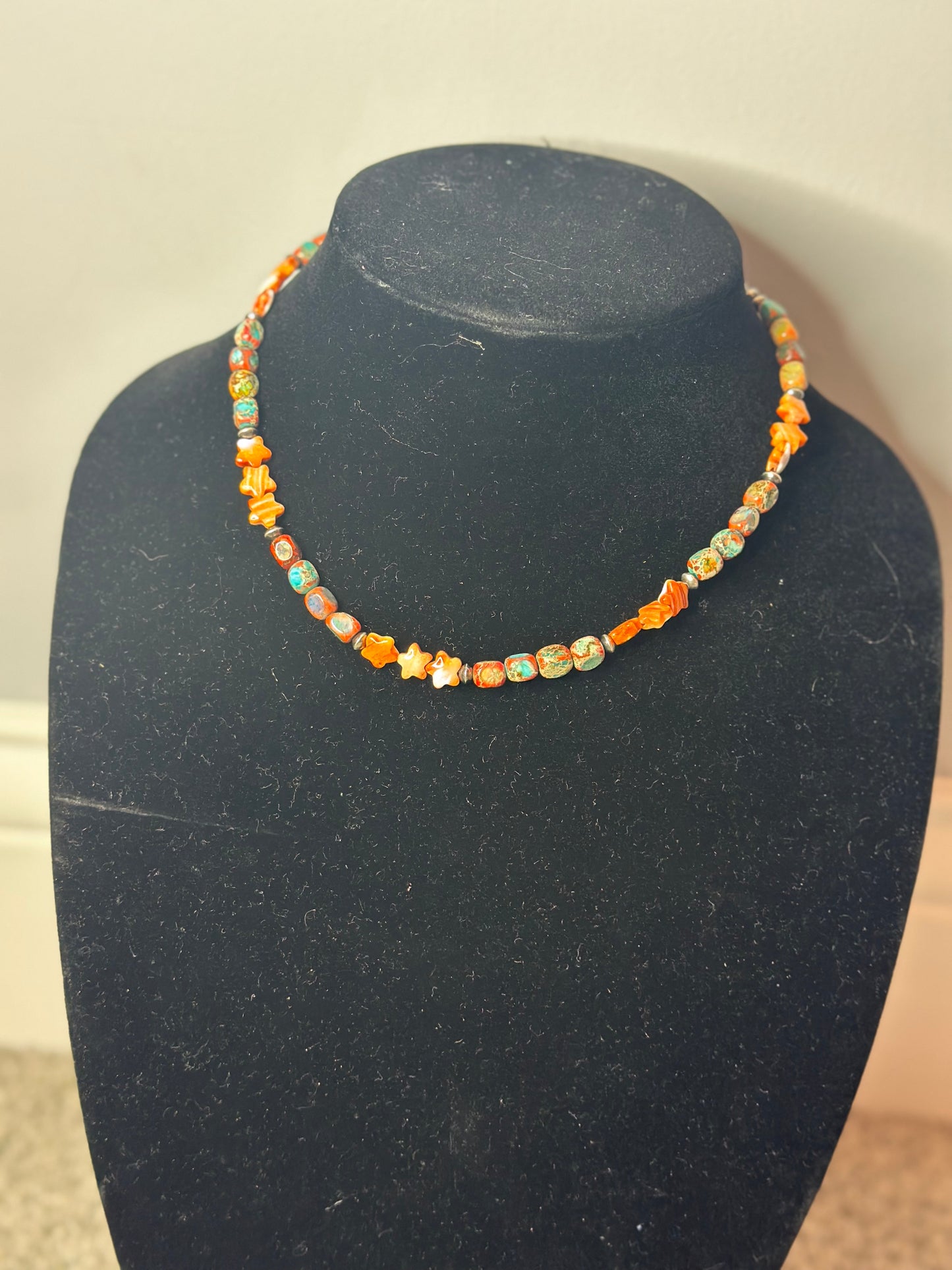turquoise and oyster star necklace