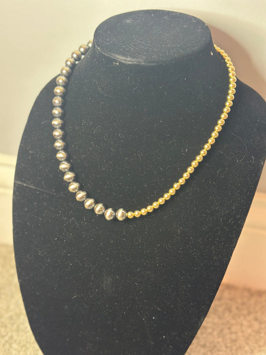 4-10mm mixed metal split necklace