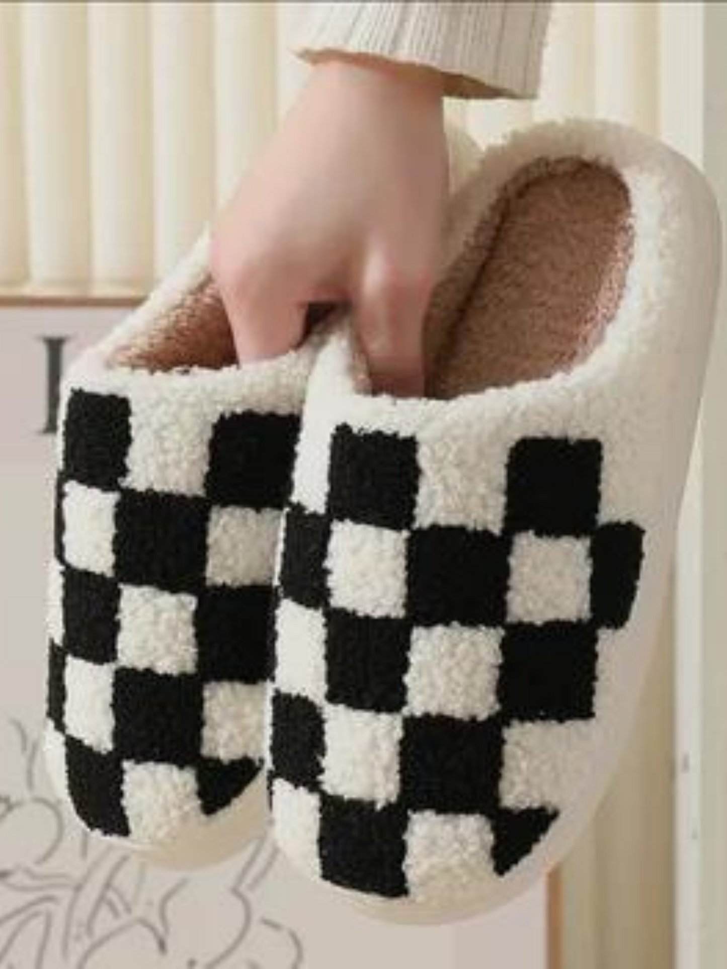 Black Checkered Slippers