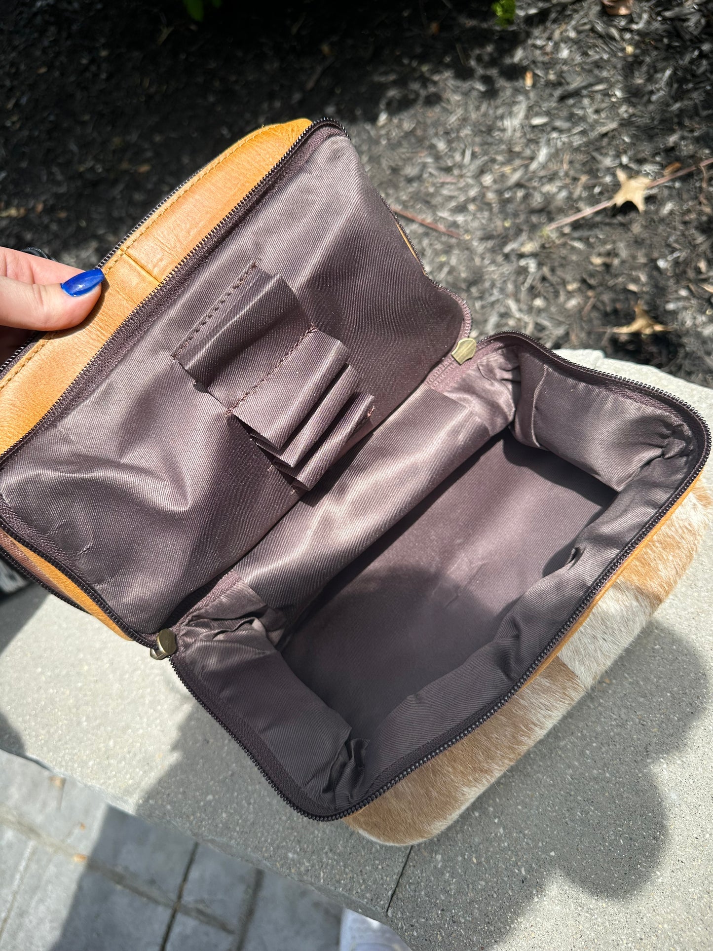 Genuine Cowhide Make up Bag Cosmetic Organizer