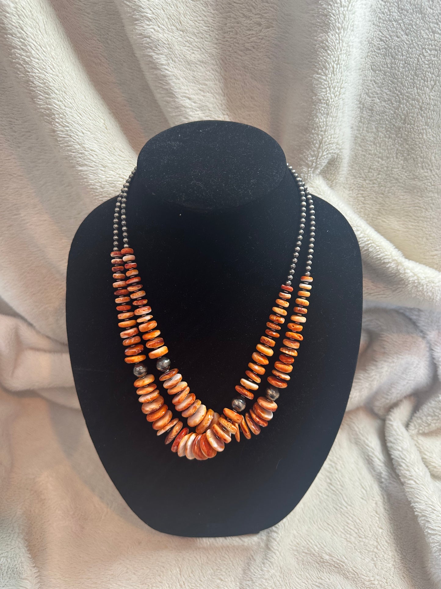 8-18mm orange spiny graduated necklace