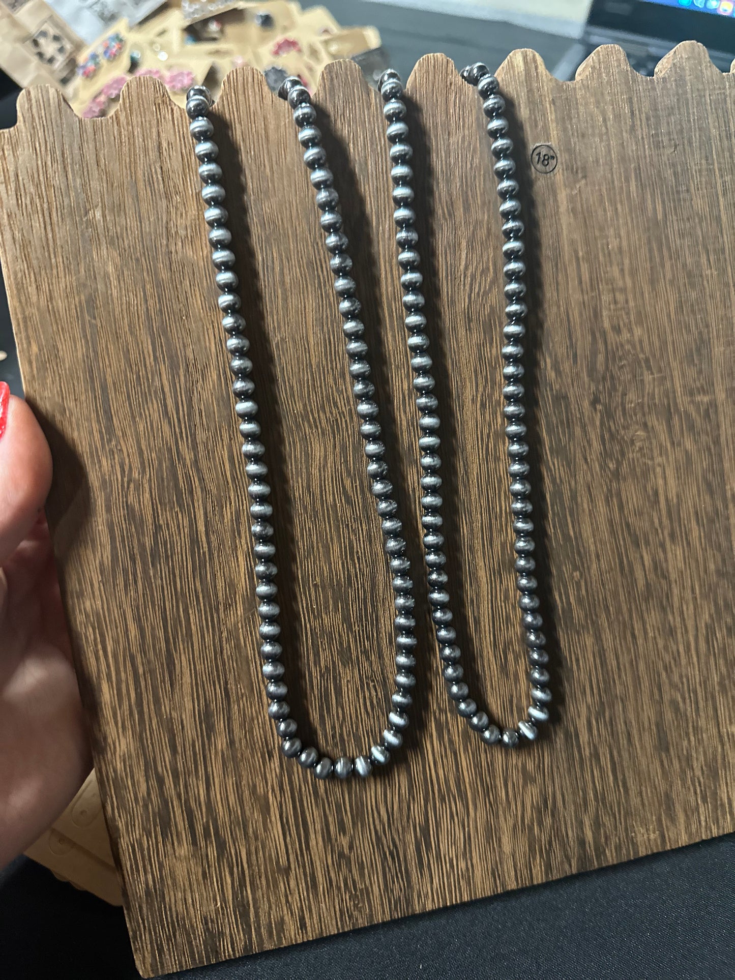 6mm Navajo style pearl necklace 18”