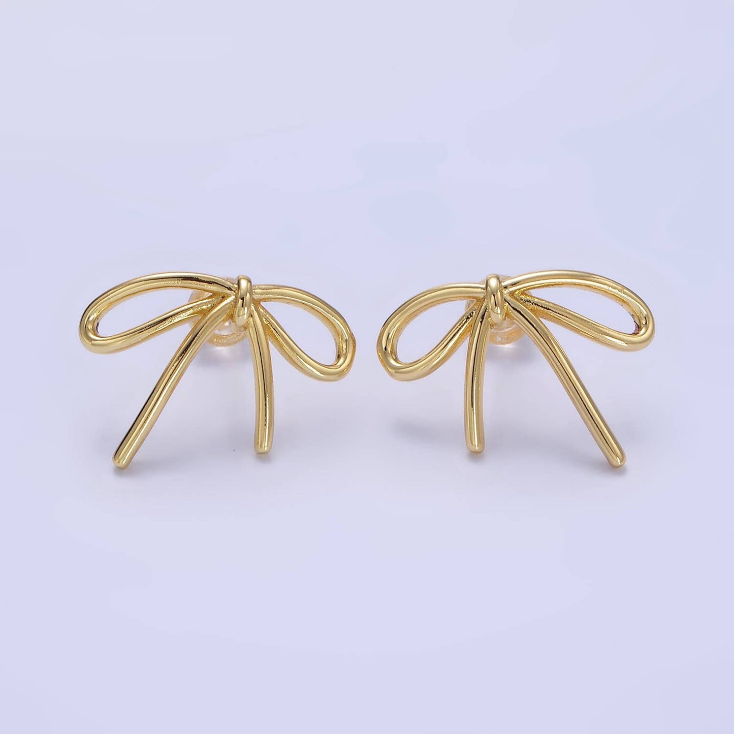 14K Gold Filled Minimalist Tied Ribbon Bow Stud Earrings