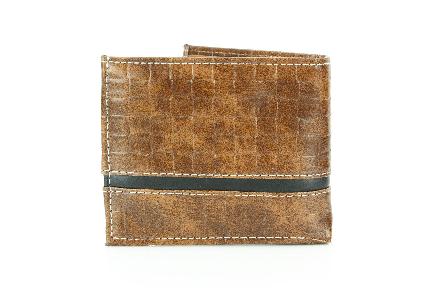 Vegan Bifold Wallet with Basket Weave Pattern VL 905