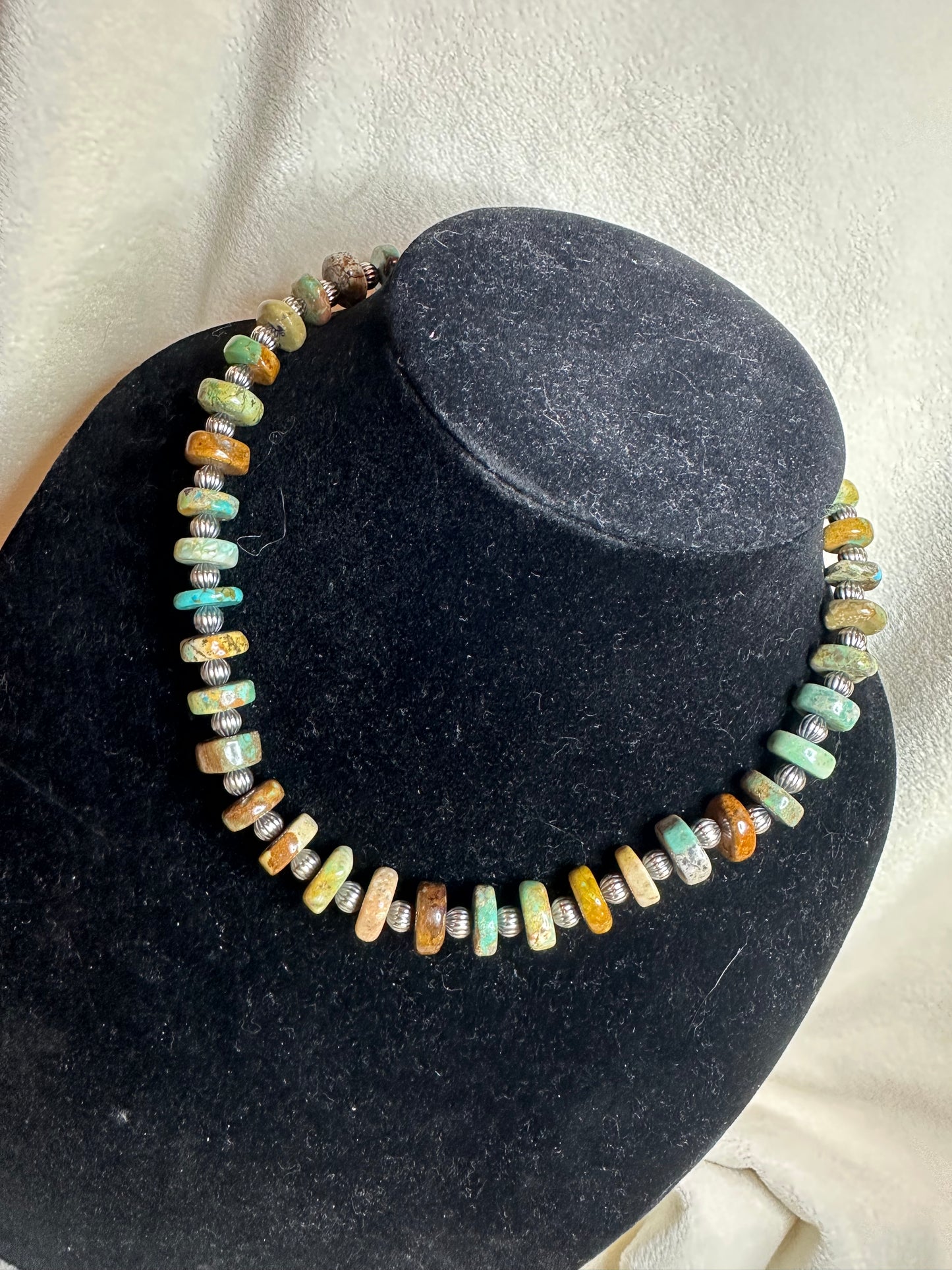 natural turquoise x corrugated necklace