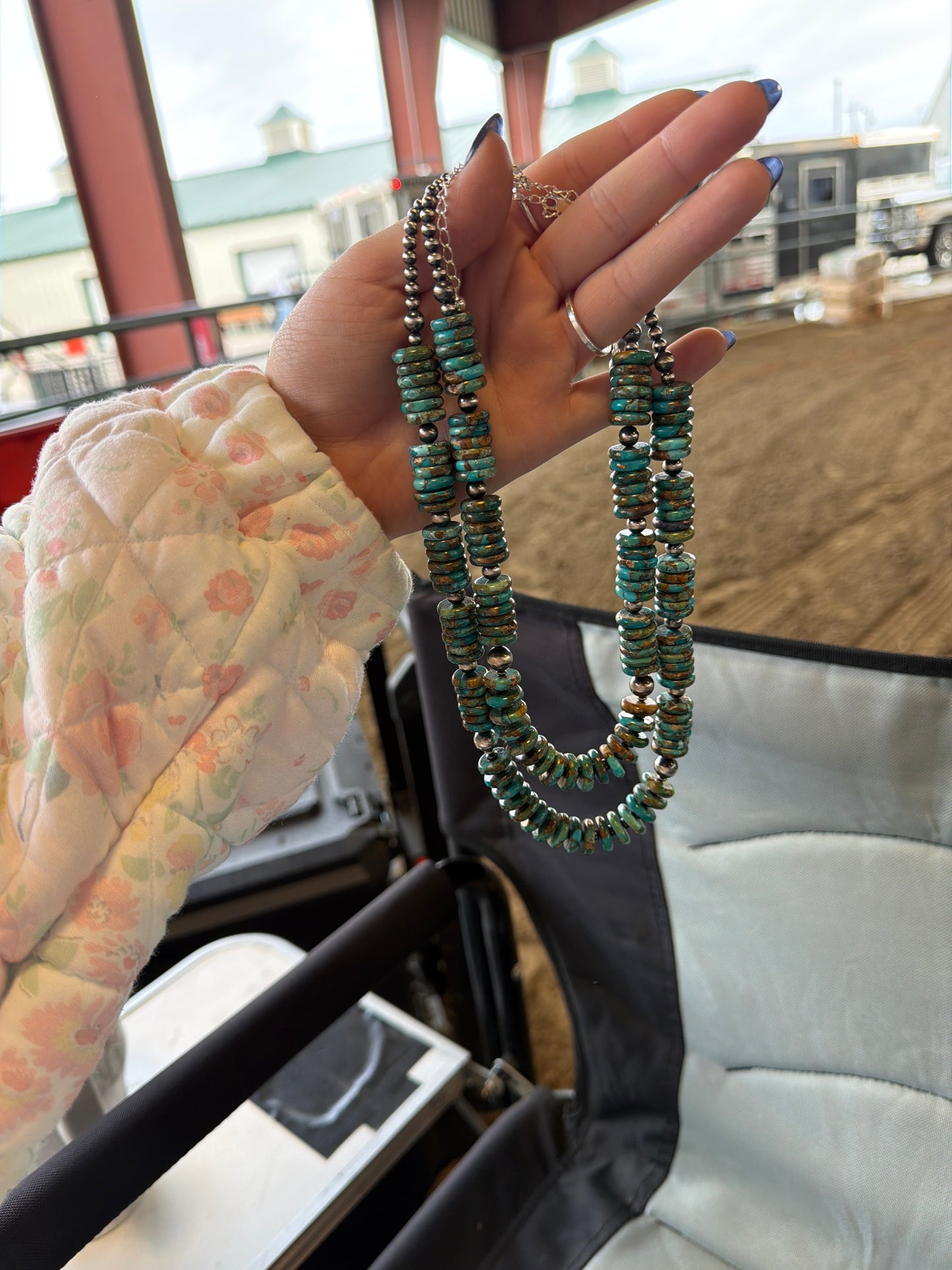 4-8mm turquoise x bronze necklace