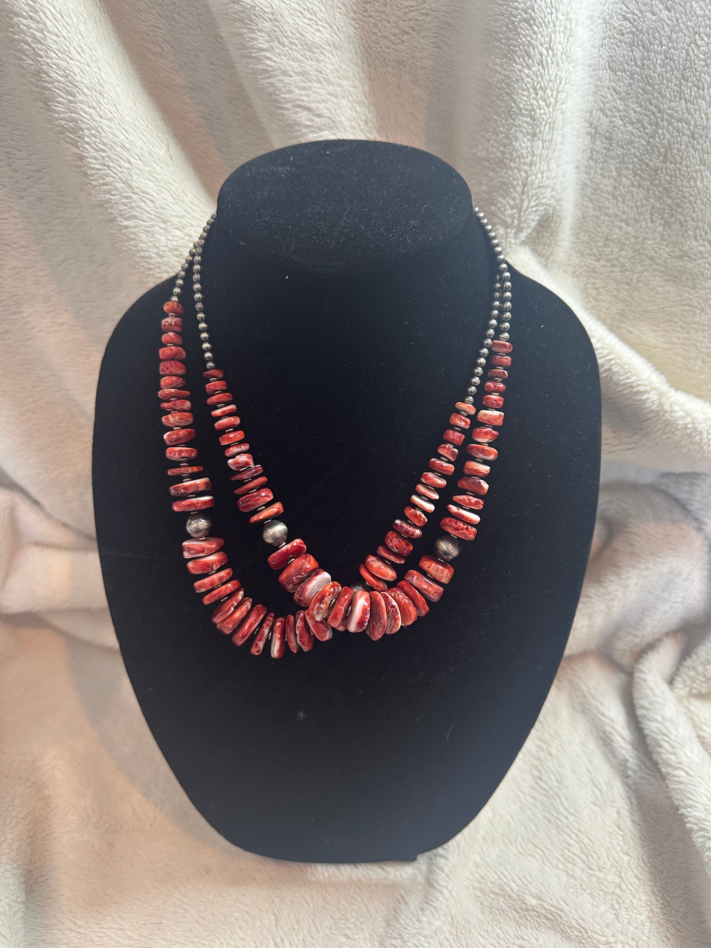 8-18mm red spiny graduated necklace