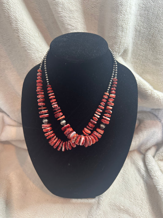 8-18mm red spiny graduated necklace