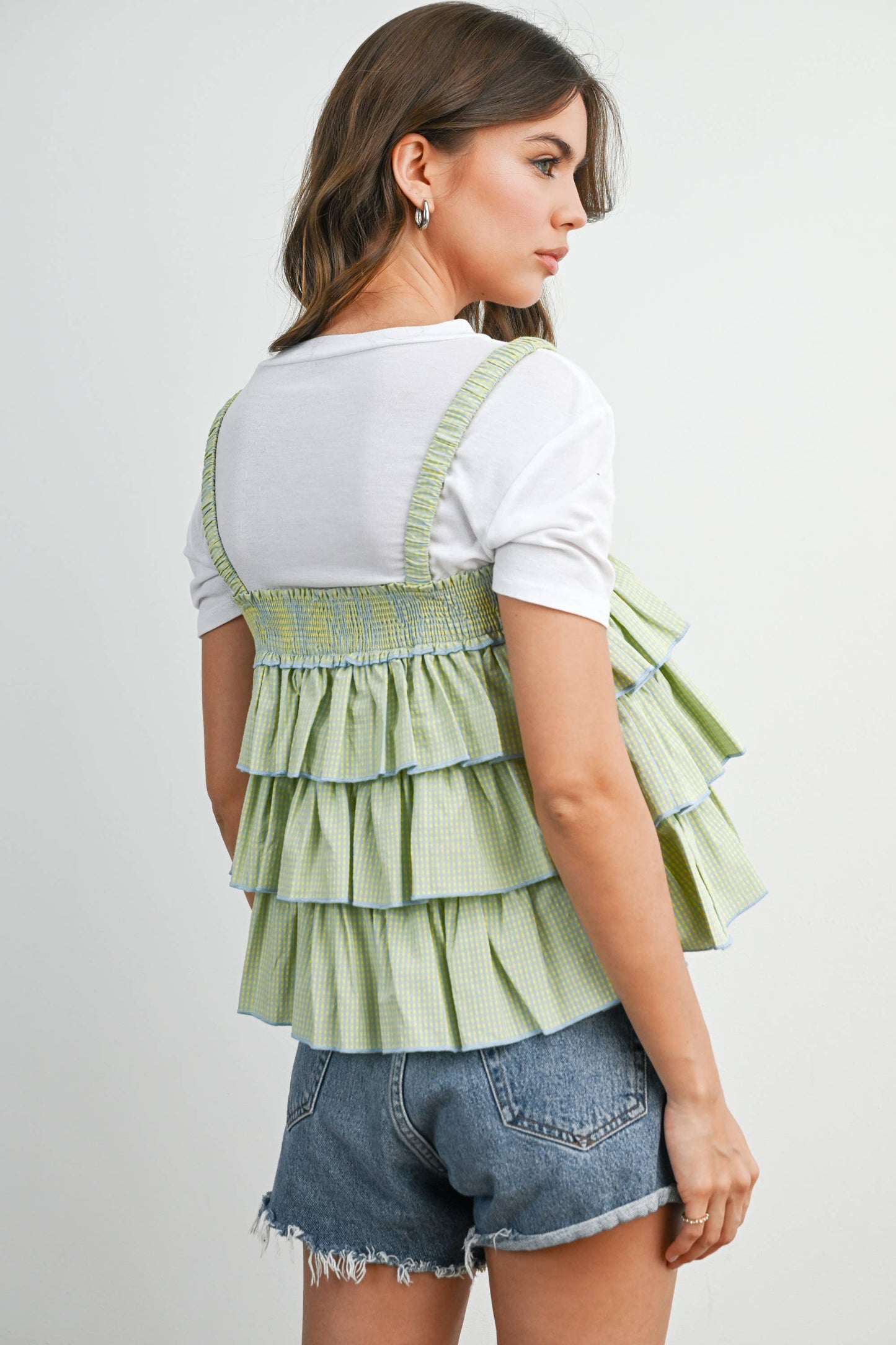 Ruffled Checkered Cami - BMT8395