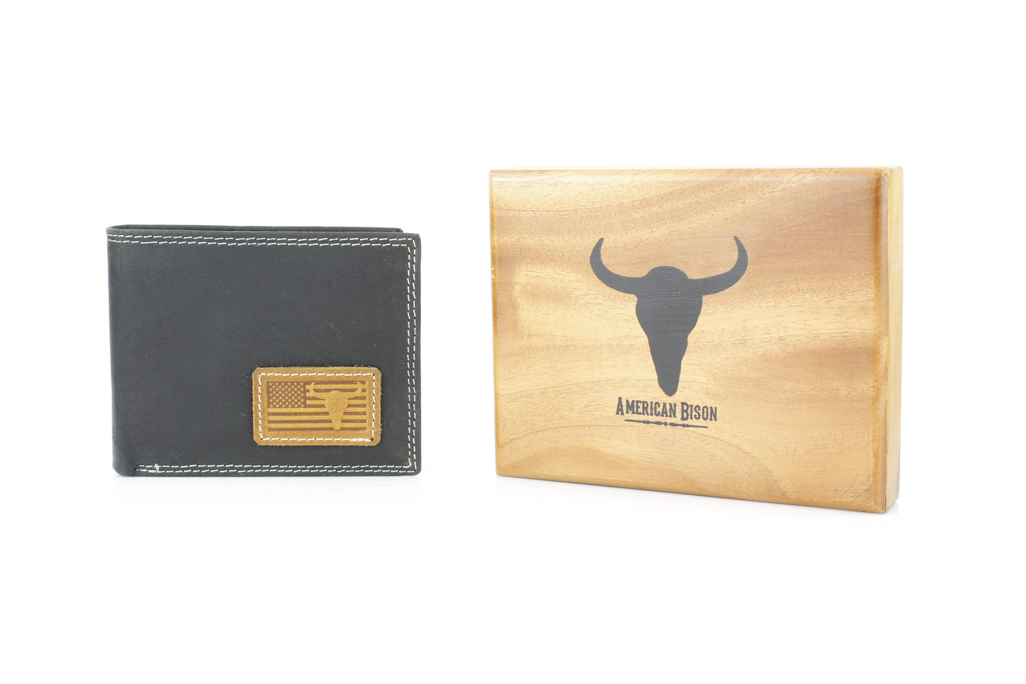 Bi-Fold Wallet with Flag & Bison Skull ABMW 25-2008
