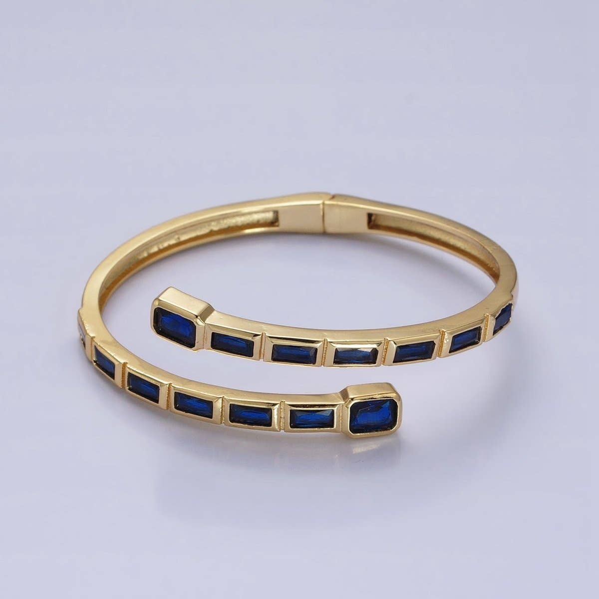 Gold Wrist Bangle Emerald Cut Cz Bangle Bracelet Silver Bracelet Blue Sapphire, Emerald Green, Clear CZ | WA-1687 to WA-1691 Clearance Pricing
