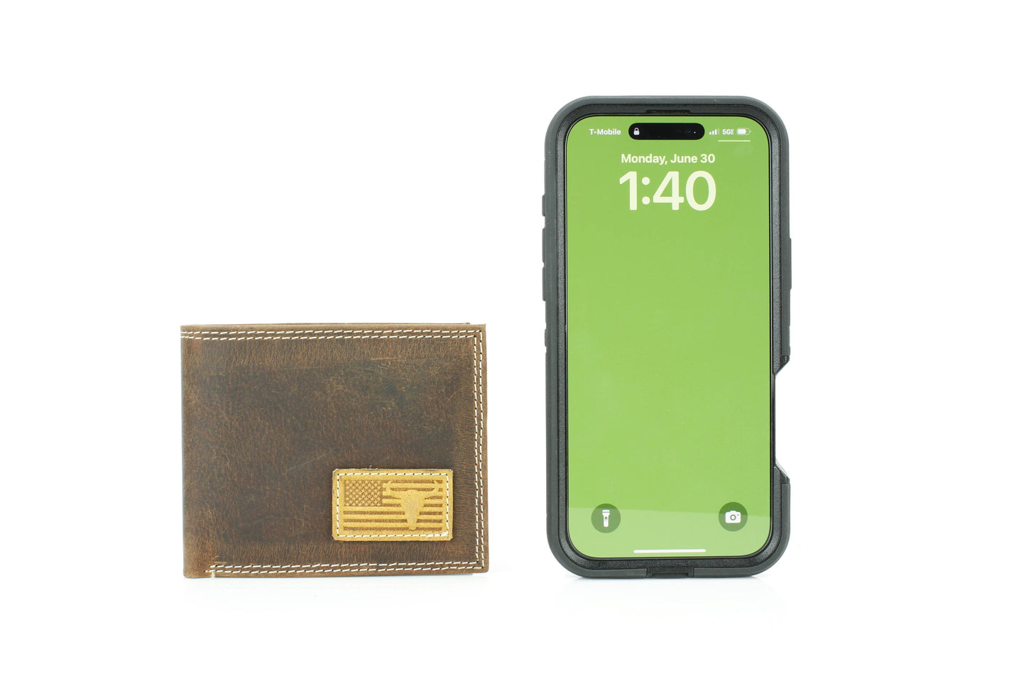 Bi-Fold Wallet with Flag & Bison Skull ABMW 25-2008