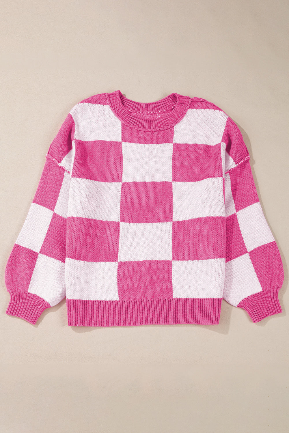 Checkered Bishop Sleeve Sweater