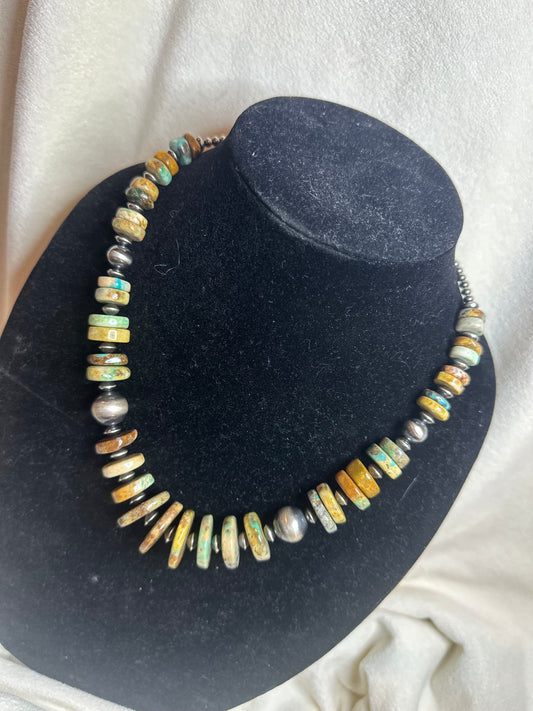 large graduated natural turquoise necklace *3