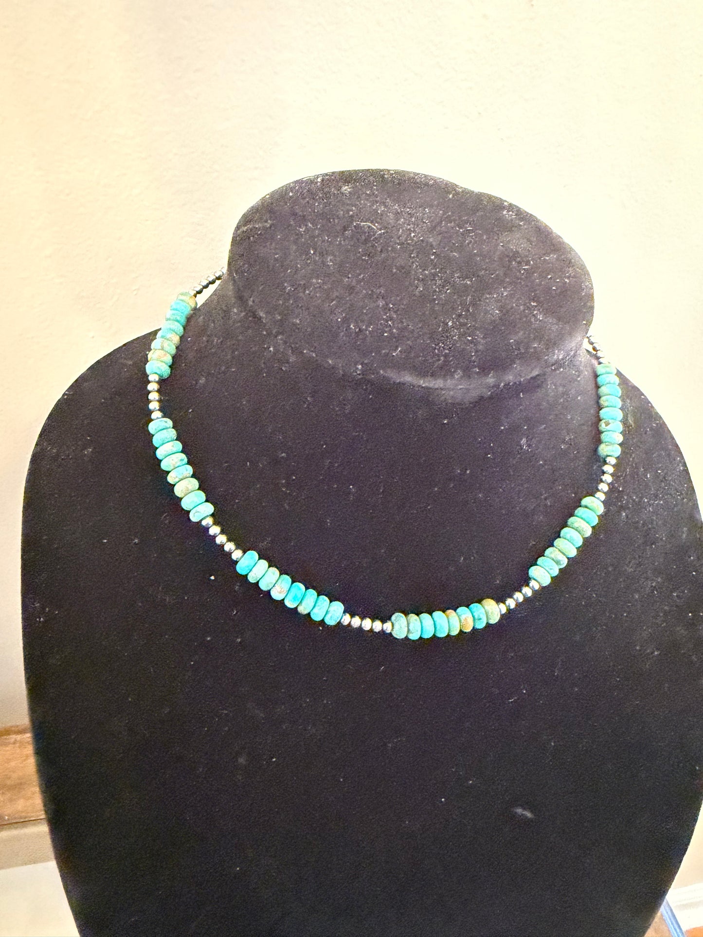 3-4mm pearl x turquoise rondelle necklace