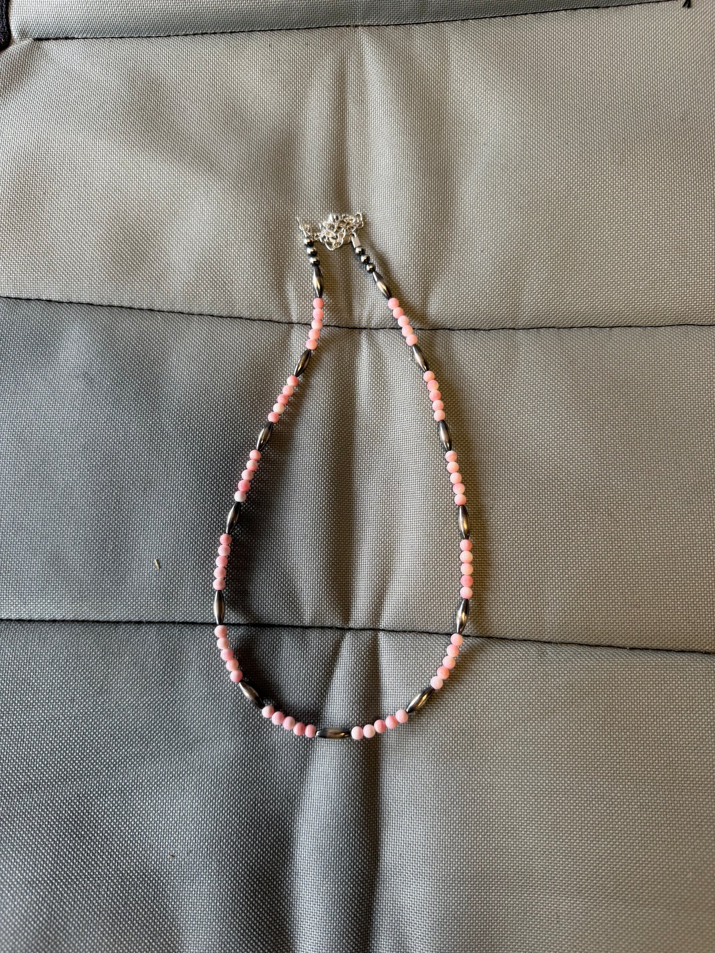 Pink conch x 4mm torpedo necklace