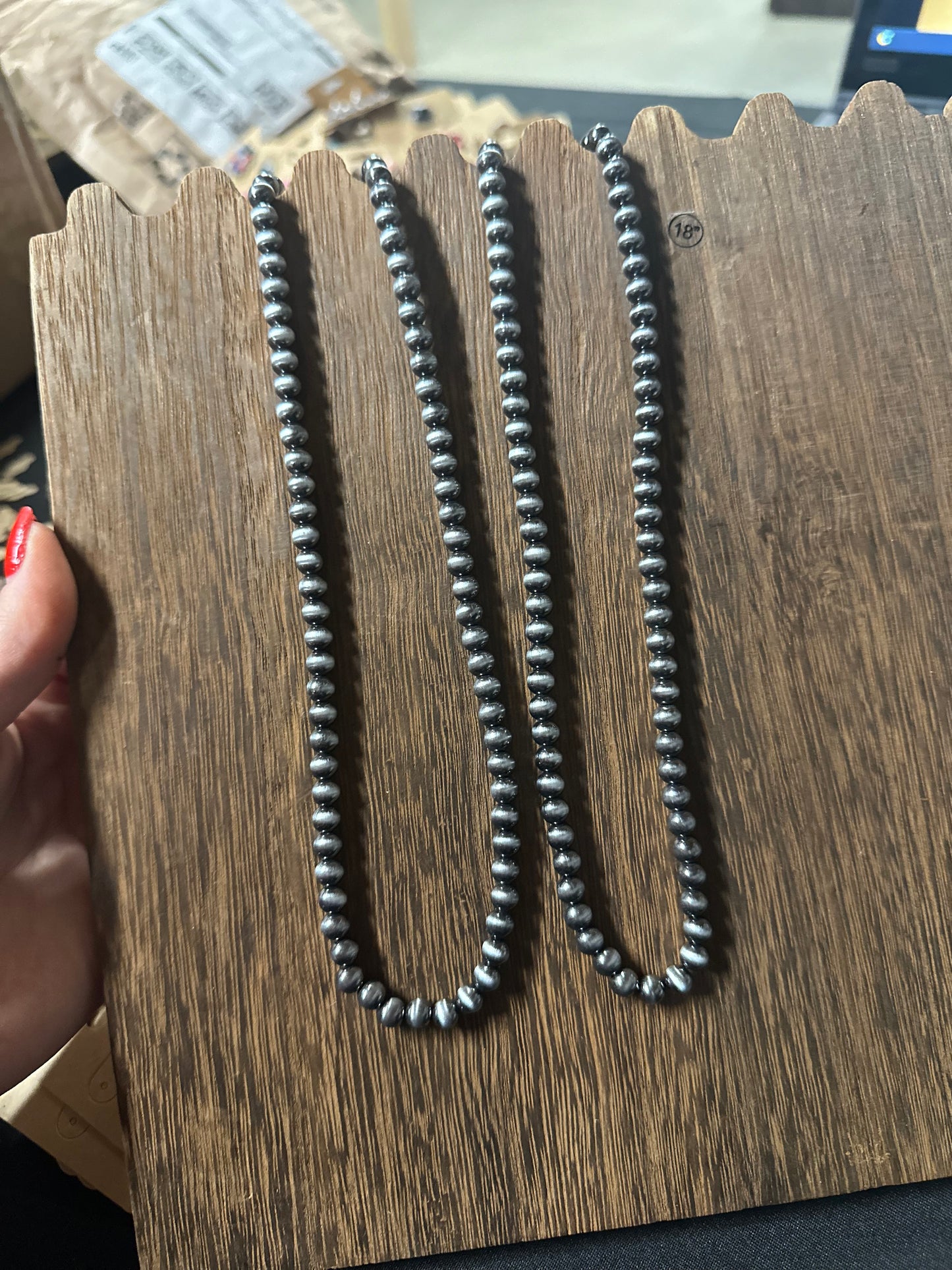 6mm Navajo style pearl necklace 18”