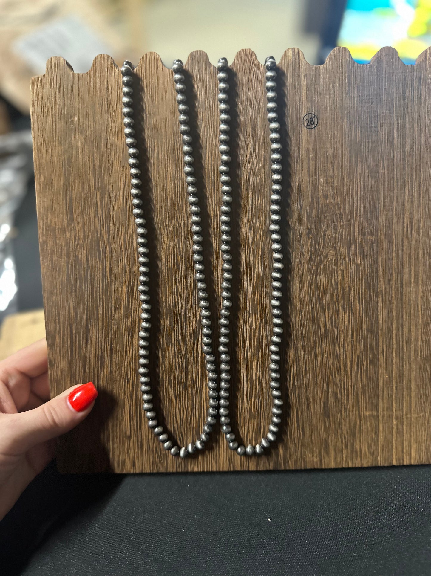 6mm Navajo style pearl necklace 28”